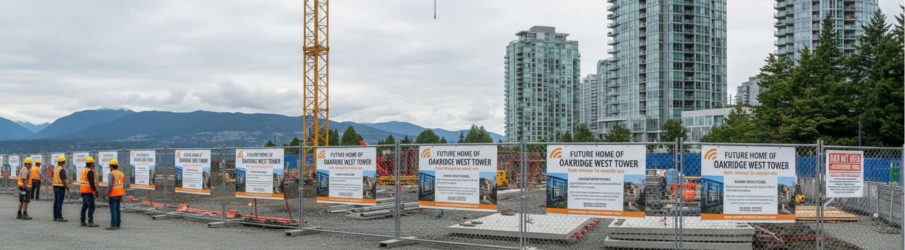 Custom site signs Vancouver construction site with branded project and safety signage.