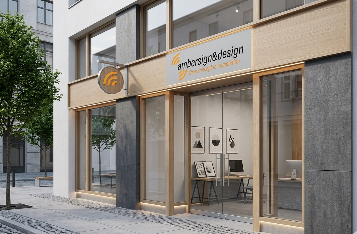 Storefront sign Vancouver with clean minimalist design on modern retail shop exterior