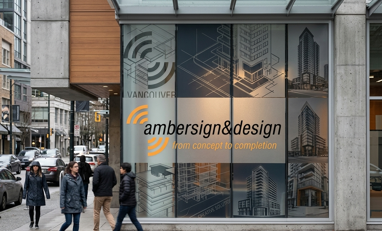 Window graphics Vancouver storefront with branded vinyl decals attracting customers