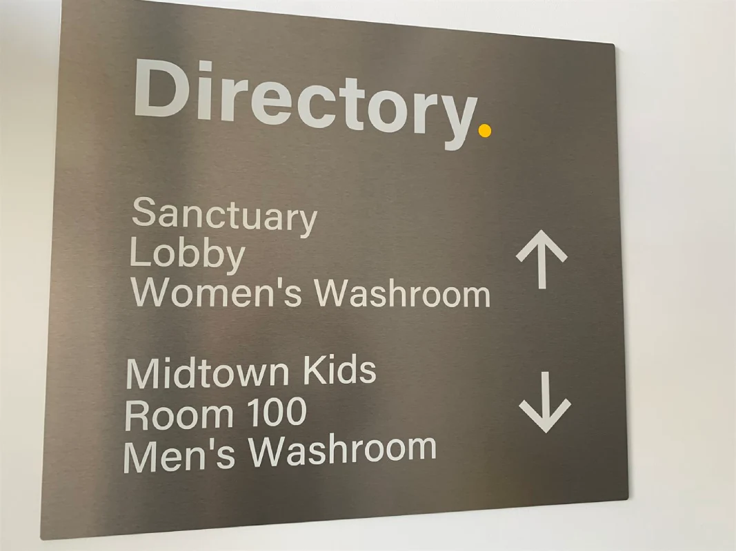 Wayfinding Signs Vancouver inside a modern commercial space with clear directional signage
