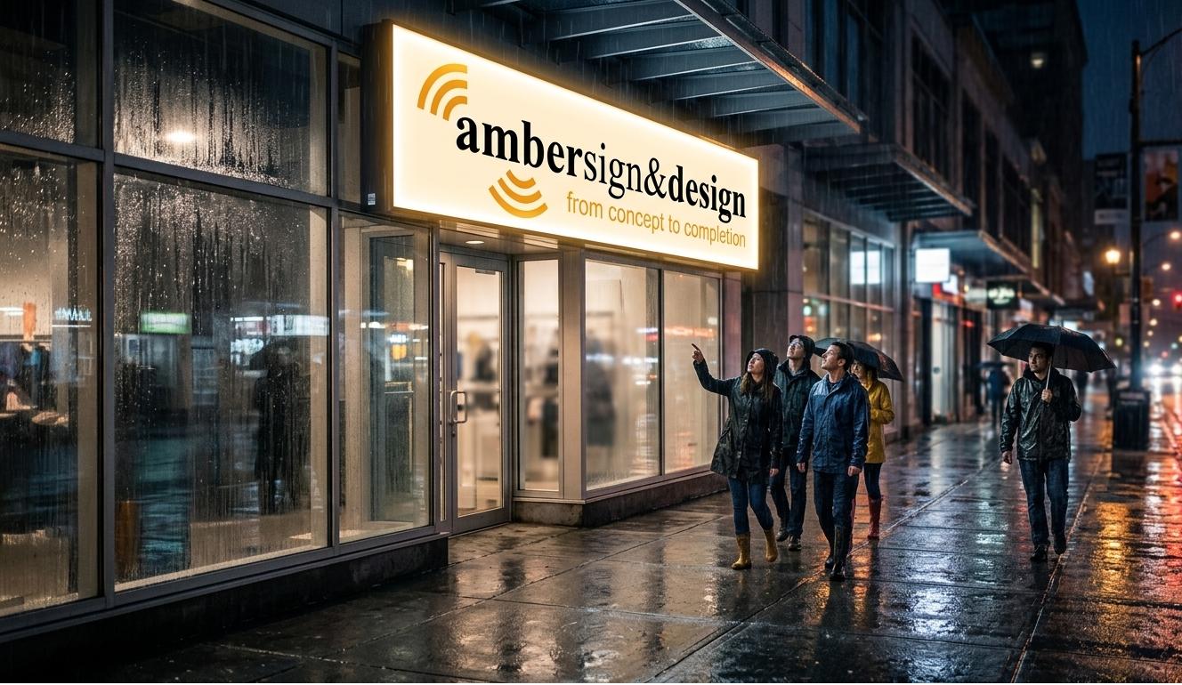 Illuminated Lightboxes Vancouver storefront sign attracting nighttime foot traffic in downtown Vancouver