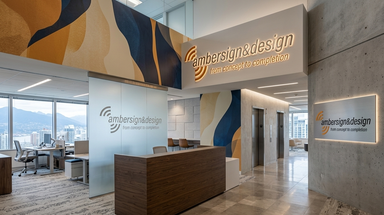 Custom wall wraps vancouver commercial signage design inside modern office space